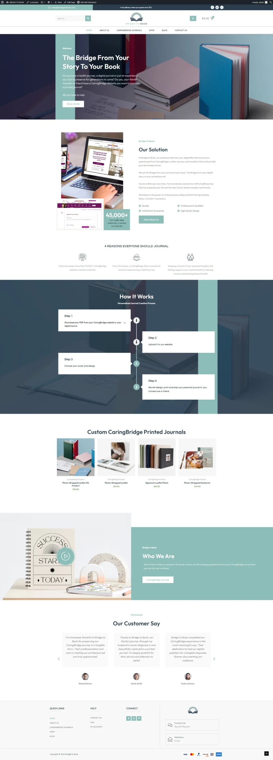 Bridge to Book website screenshot