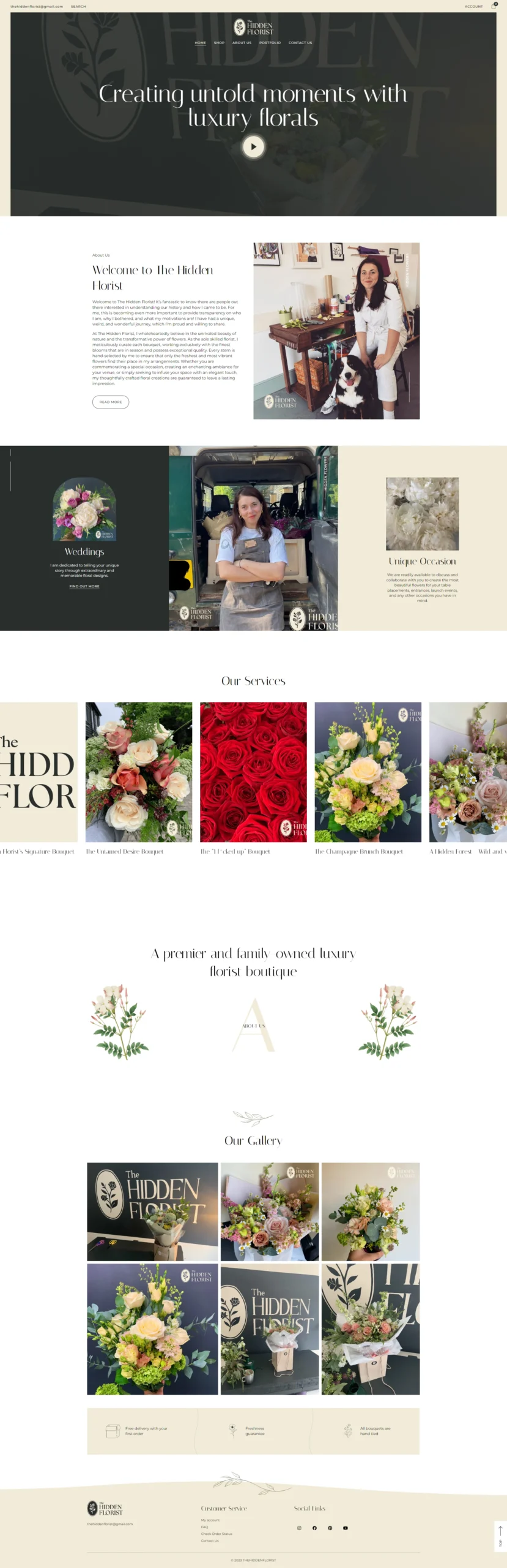 The Hidden Florist website screenshot