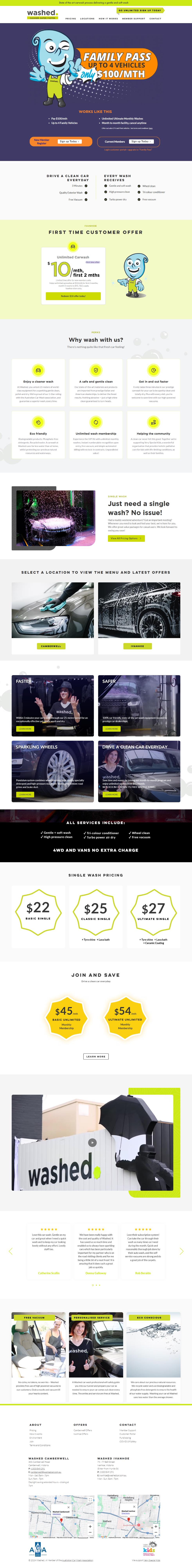 Washed Car Wash website screenshot