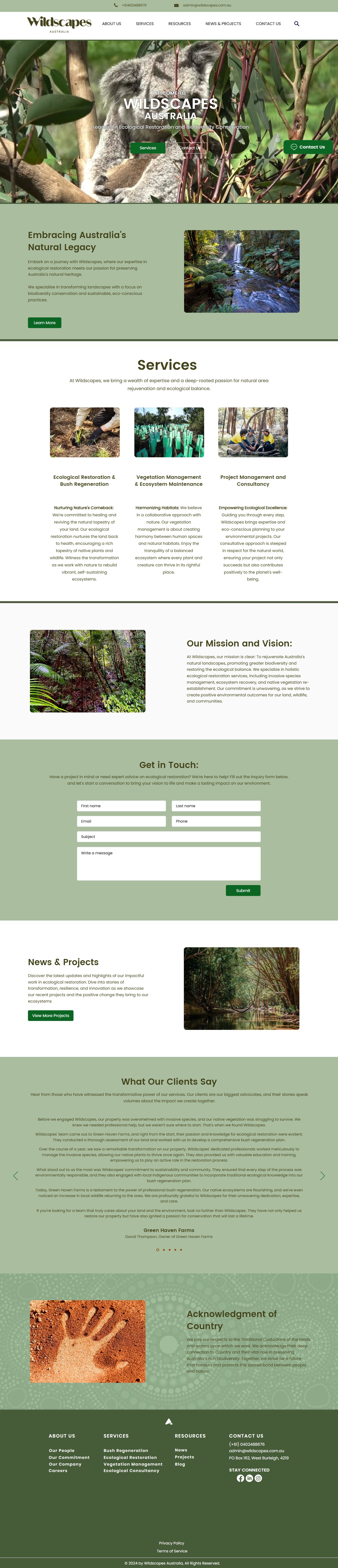 Wildscapes Australia website screenshot